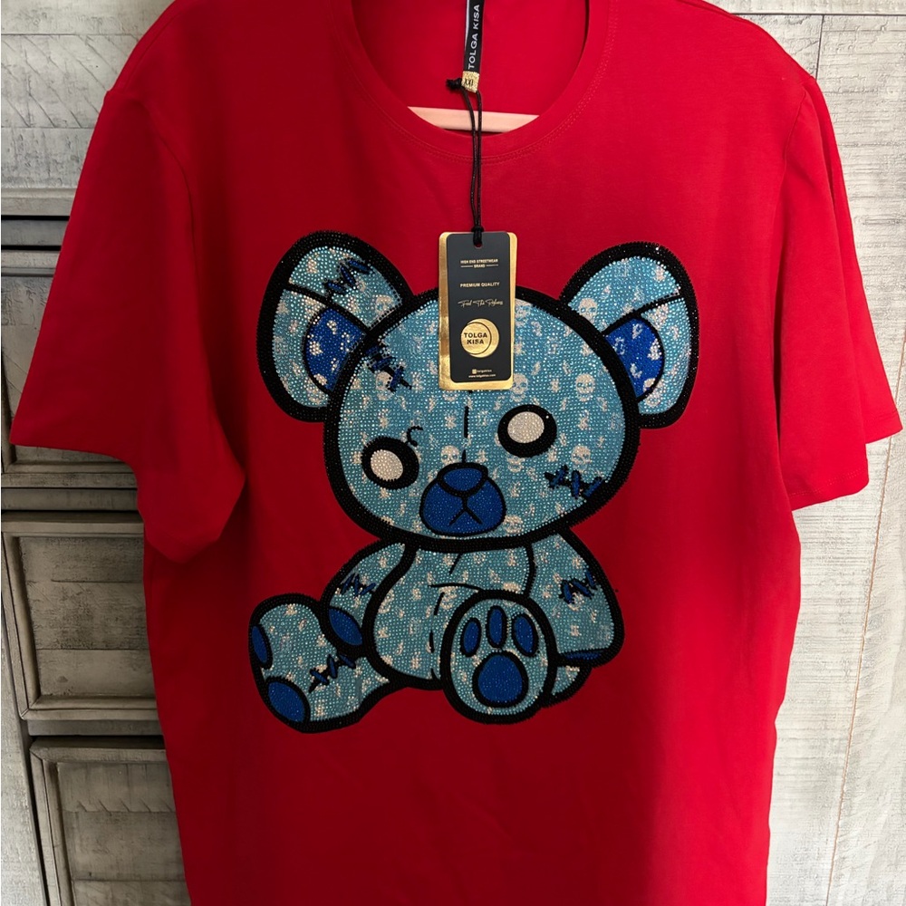 Tolga Kisa rhinestone teddy bear T-shirt